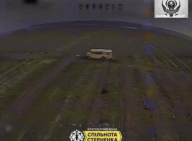 Russia used a yellow school bus on the front line in eastern Ukraine's Donetsk Oblast.