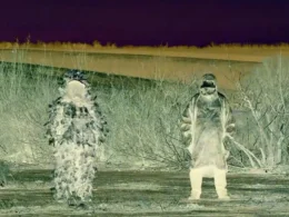 Ukrainian troops wearing thermal camouflage