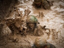 Ukrainian soldiers in the mud