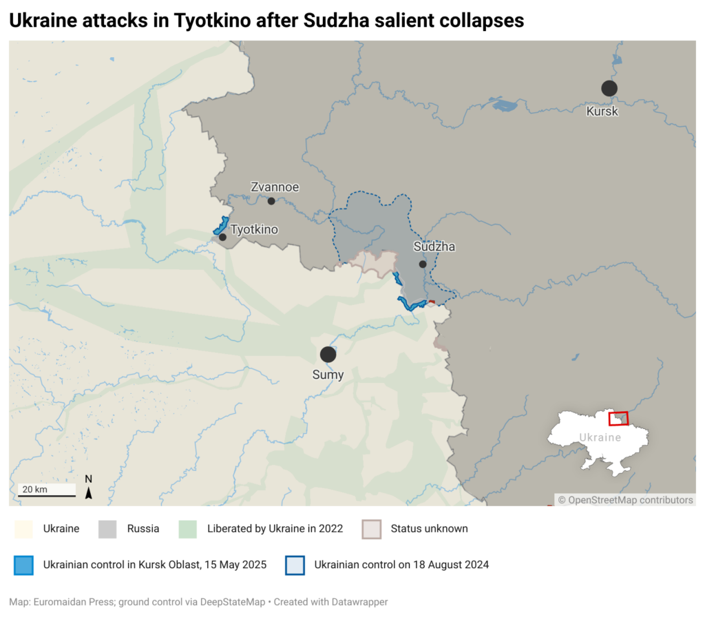 Map of Tetkino Tyotkino Ukraine Kursk incursion Sudzha Zvannoe