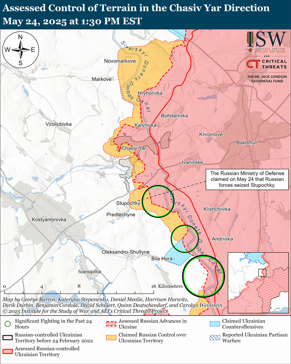 isw russian salient near donetsk's kostiantynivka grows threatening city chasiv-yar-direction-may-24-2025 24 2025 institute study war (isw) reported forces have significantly expanded southwest donetsk oblast easter ukraine development could support direct kostiantynivka