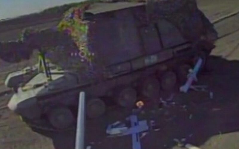 HF-1 drones bombard Russian howitzer