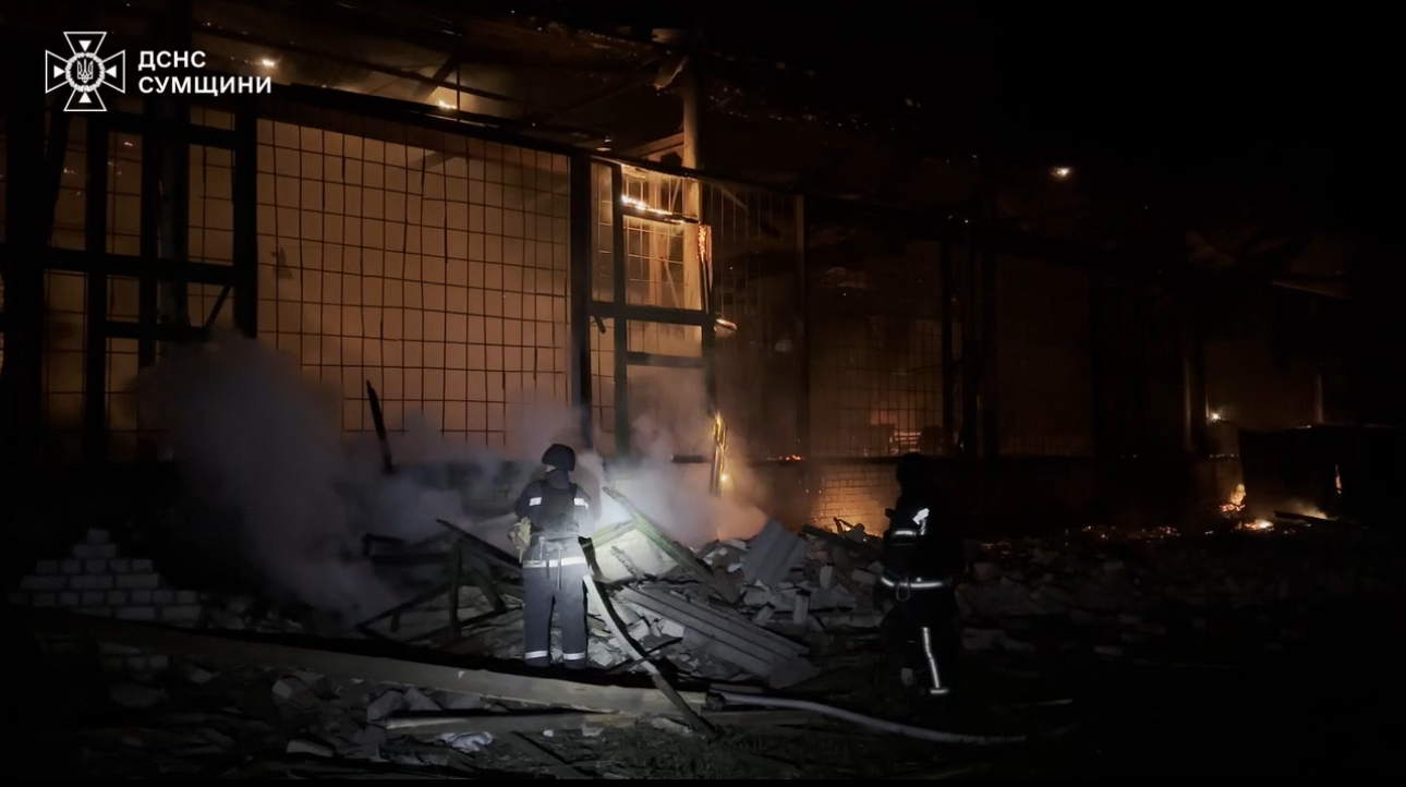 Aftermath of the Russian massive attack on northeastern Sumy Oblast that damaged civilian infrastructure and injured two people.