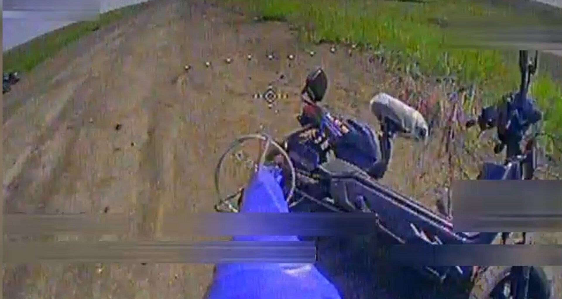 A wrecked Russian scooter in southern Donetsk Oblast