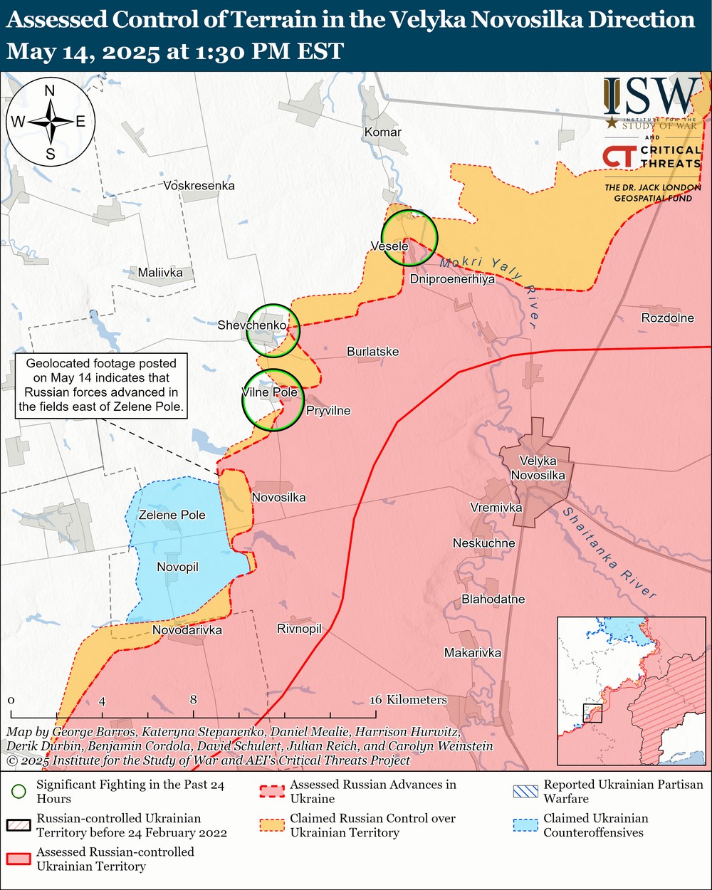 Velyka Novosilka Direction May 14, 2025