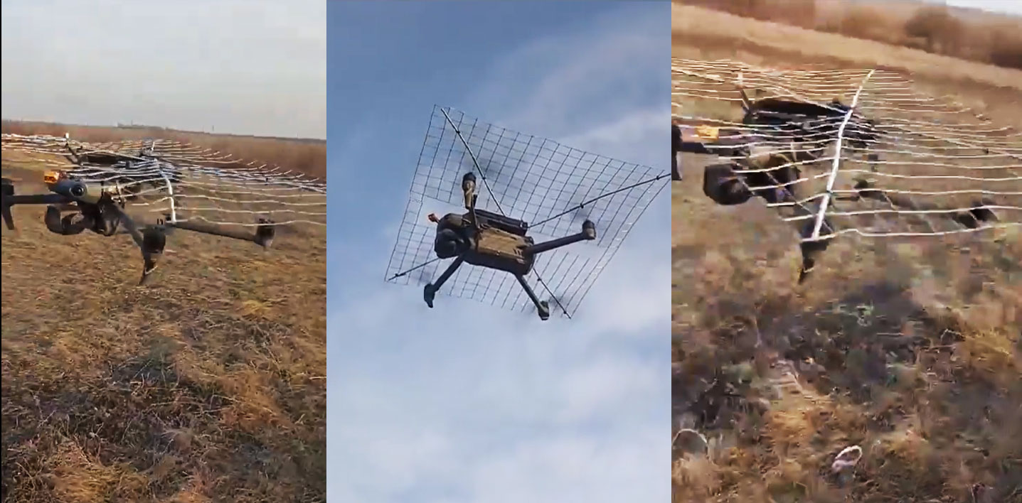 drones defending against anti-uav cages appear ukrainian mavics drone equipped anti-drone cage cope-cage-drone aerial footage emerged 14 has revealed now flying makeshift metal mesh mimicking earlier vehicle-based defenses armor—described similar