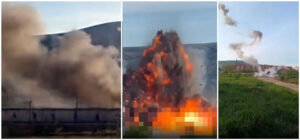 russia's black sea fleet ammo depot erupts after drone hit fire massive explosion secondary detonations military base perevalne occupied crimea crimea-perevalne-russian-ammo-depot-goes-boom early hours 16 strike reportedly russian ammunition near simferopol