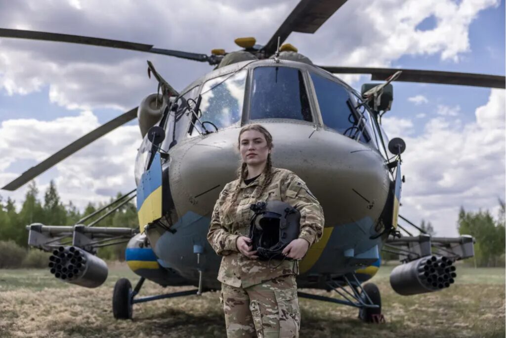 Katya is Ukraine’s only female helicopter pilot. Her blond hair, she says, isn’t the story