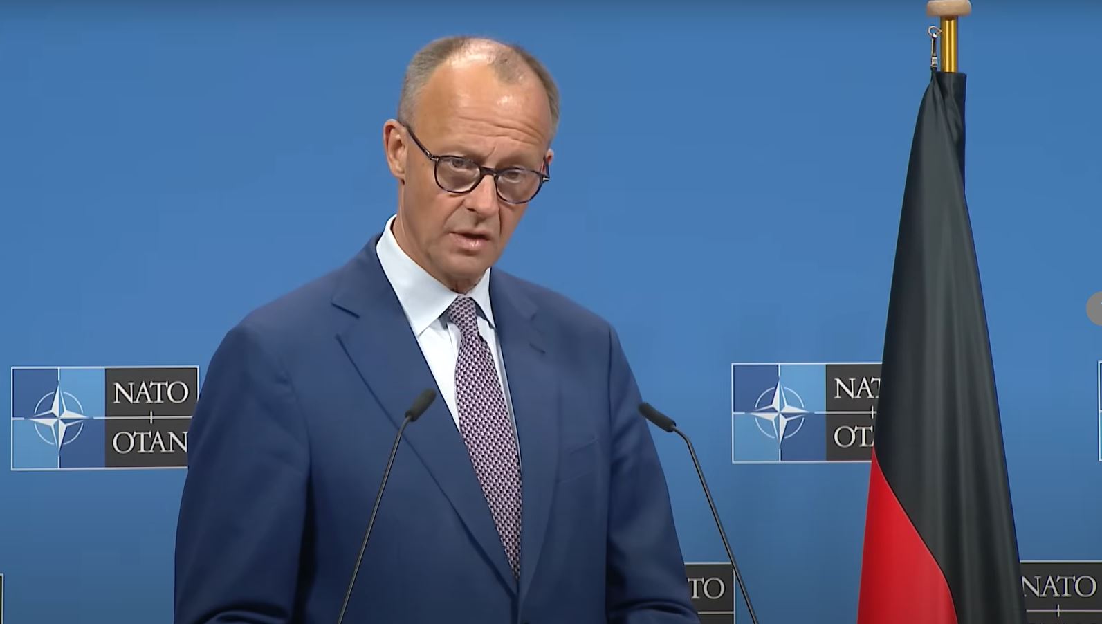 merz eu decide new russia sanctions package 20 after putin excluded talks chancellor germany friedrich during joint press conference nato secretary general mark rutte headquarters brussels 09 2025 9 16