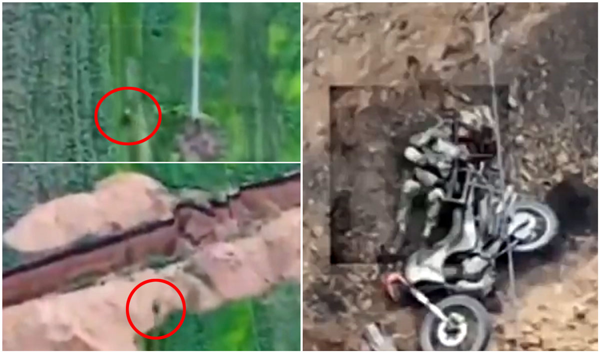forbes drone captures deadly crash russian biker soldier moscow persists failed motorbike raids soldier's lethal attempt jump over anti-tank trench ukraine russian-dead-biker-military military faces equipment shortages increasingly relies motorcycles troop