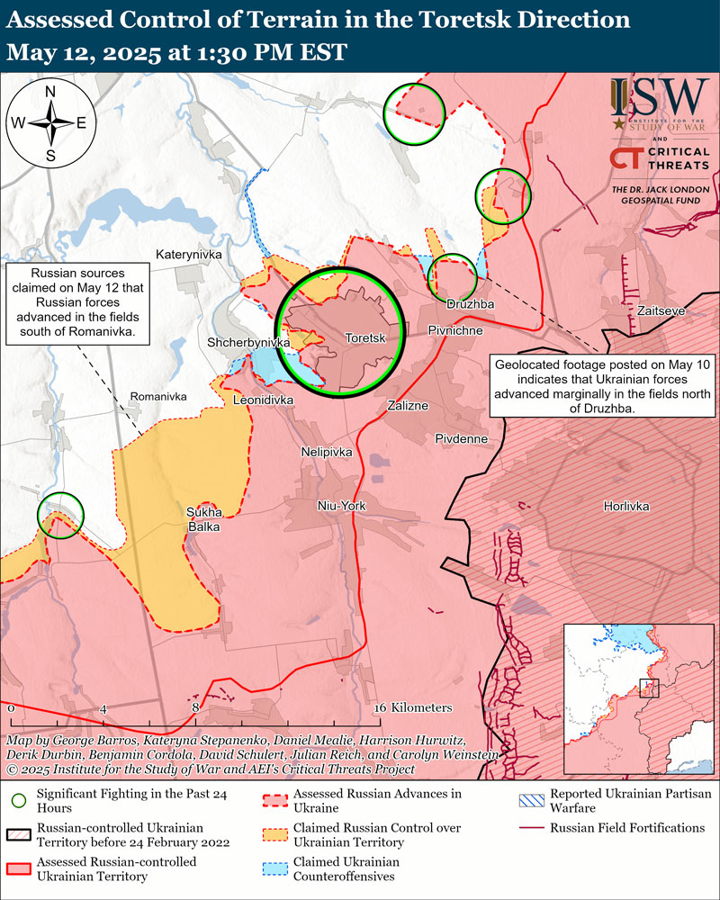 both russians ukrainians gain ground near toretsk; advance pokrovsk novopavlivka isw toretsk-map-isw ukrainian russian forces recently made territorial advances donetsk oblast updates published between 10 13 institute study war (isw)