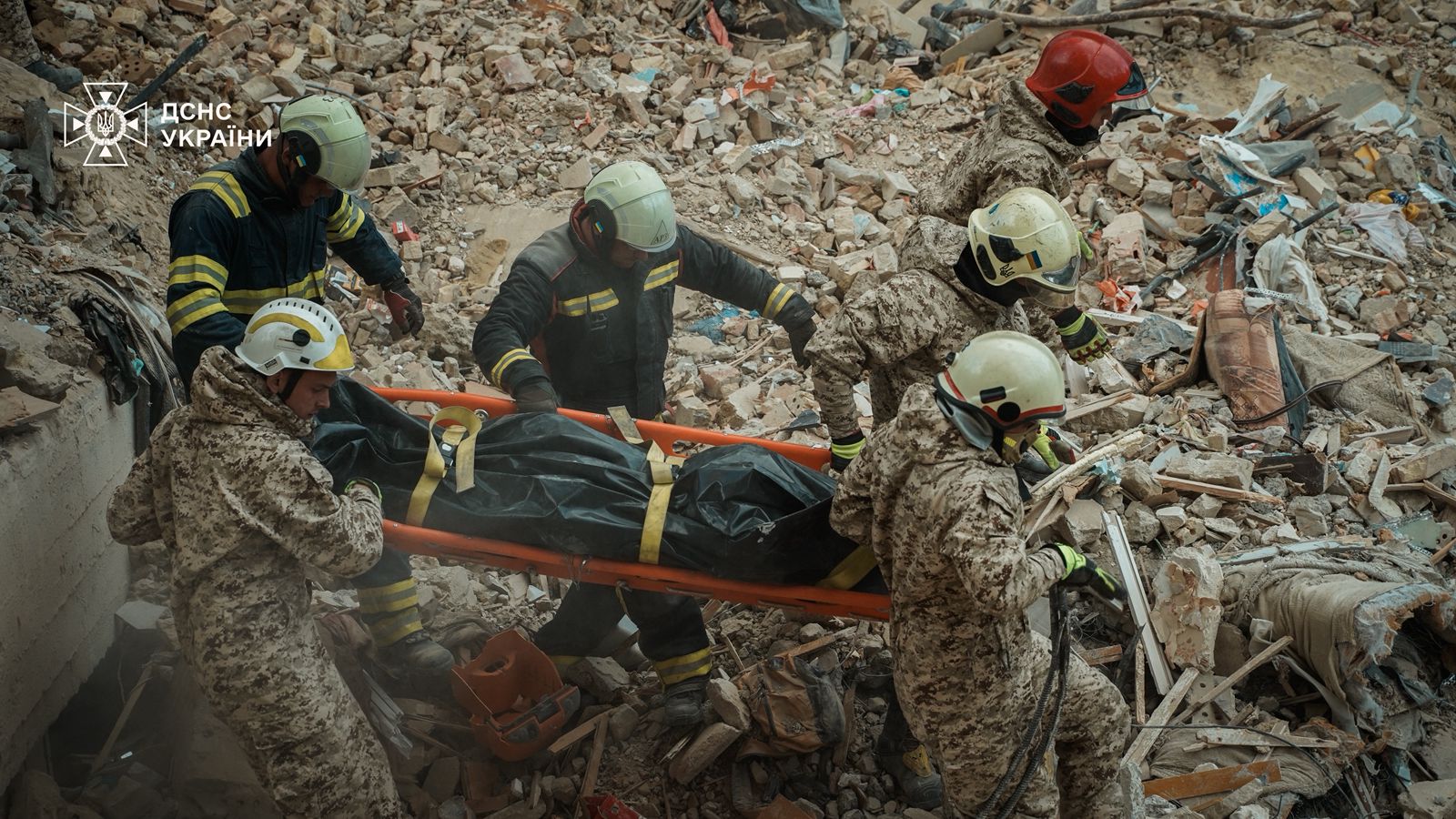 Ukrainian rescuers retrieved 19 bodies from a single nine-story building in Kyiv's Solomianskyi district destroyed by a Russian missile strike on 17 June.