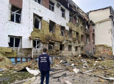 Russian drone strikes on 25 June damage a civilian enterprise and residential buildings in eastern city of Kharkiv.