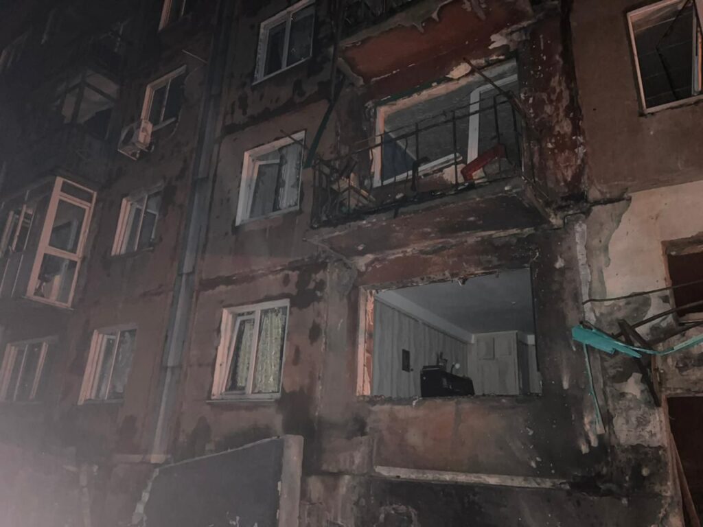 A residential building in Bilozerske, Donetsk Oblast, damaged after a Russian drone attack on 26 June.