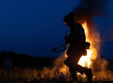 A soldier with the Ukrainian army's 56th Motorized Brigade.