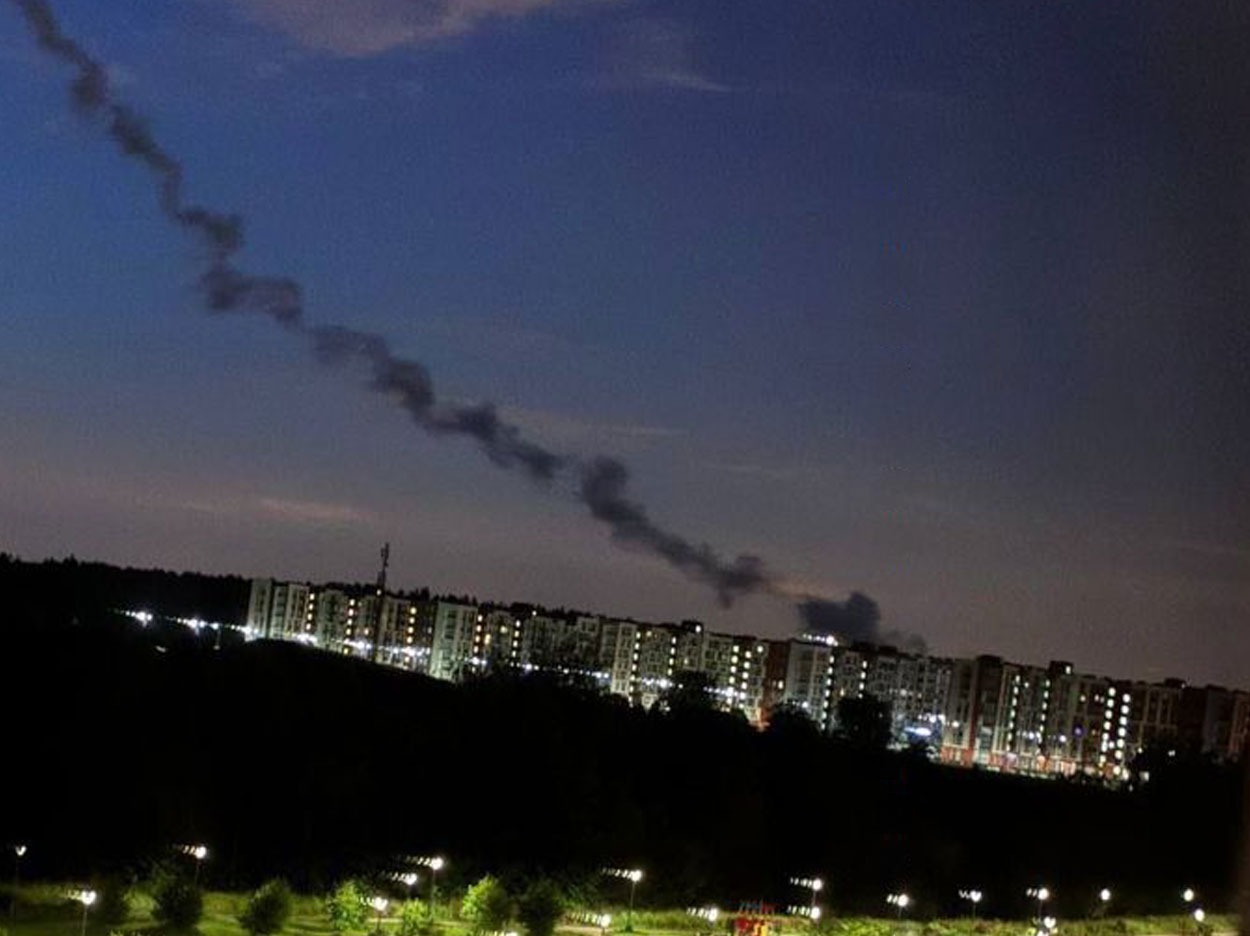 explosions rock russia's taganrog moscow suburbs during suspected drone attack smoke trace russian air defense missile 26 2025 telegram/supernova+ several shook handful cities overnight what local sources describe wave attacks