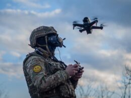 A Ukrainian soldier with a drone on the frontline. Photo: General Staff via Facebook