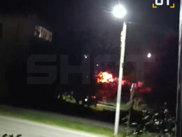 Residents of the city Lebedyan in Lipetsk Oblast shared videos of the drone attack on the night of 1-2 June. The UAV crashed right behind a three-story apartment building and caught fire.