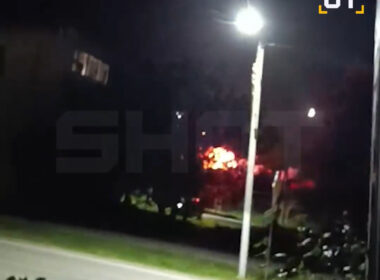 Residents of the city Lebedyan in Lipetsk Oblast shared videos of the drone attack on the night of 1-2 June. The UAV crashed right behind a three-story apartment building and caught fire.