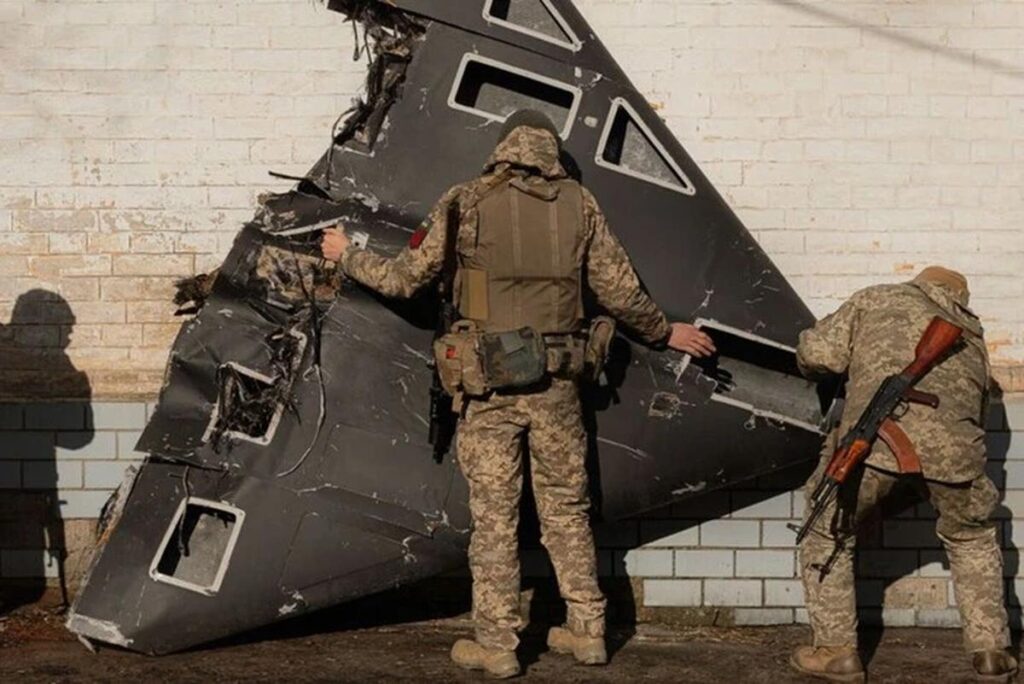 ft russia triples drone strike success—ukraine’s air defenses didn’t get worse moscow's tactics did ukrainian soldiers stand next downed shahed kamikaze shot down1 russia’s drones now dive 800 km/h flying