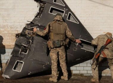 three distinct turboprop shahed variants reveal how russia’s “domestic drones” depend foreign tech keep flying · post ukrainian soldiers stand near downed shahed-136 kamikaze drone shot down1 ukraine news reports