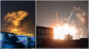 mi-8 military helicopter blown up mi-35 wrecked ukraine hits russia’s bryansk airport media says attack russia overnight 6 2025 scources russian telegram channels bryansk-airport-mi-8-chopper-destruction ukrainian drone 5–6 destroyed damaged news