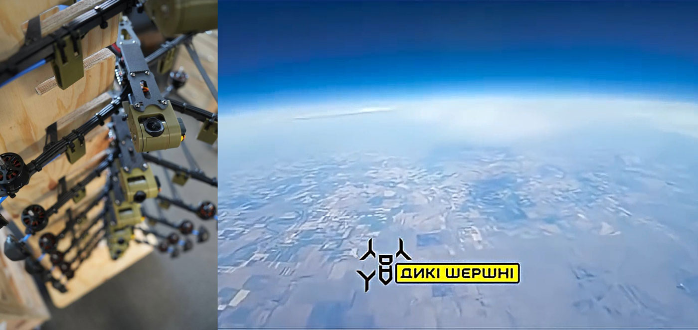 ukrainian team unveils interceptor drone climbs 11 km altitude left drones developer group dyki shershni right quadcopter view telegram/wild hornets dyki-shershni-wild drone-high-alt-11-km-interceptor development has created high-altitude capable reaching kilometers potentially