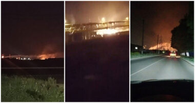 ukraine targets russian explosives-making azot plant fuel site strikes continue fire bitumen chemical novomoskovsk tule oblast russia 8 2025 novomoskovsk-azot-chem-plant-fire ukrainian drones struck tula linked explosives production marking second attack