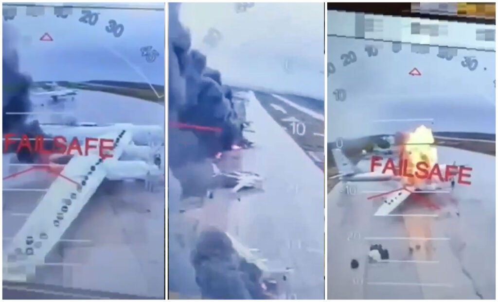 Breaking: Russian strategic bombers ablaze en masse under SBU drone attack (video)