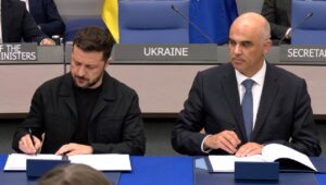 iceland poland tip special tribunal russia's aggression 17 — minimum needed formal vote · post ukrainian president volodymyr zelenskyy signs agreement during ceremony strasbourg 2025 photo_5397826924253934093_y council europe ukraine news