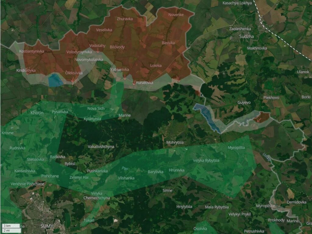 ukrainian forces launch assault yunakivka after liberating andriivka sumy oblast deep state doesn't show any new liberated areas which marked russian-occupied least 1/3 rest town shown gray zone top general