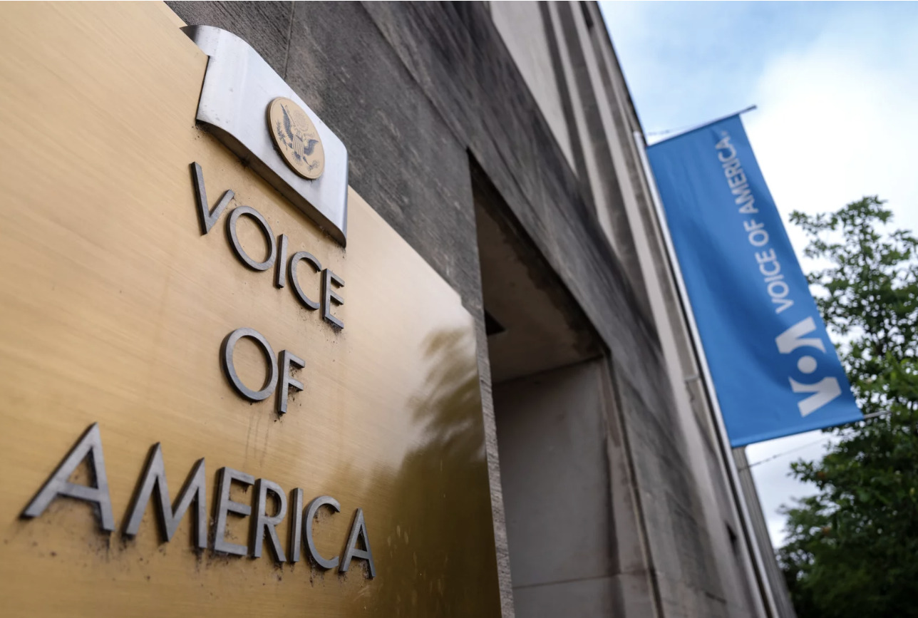 The Voice of America headquarters in Washington, D.C., May 2025.