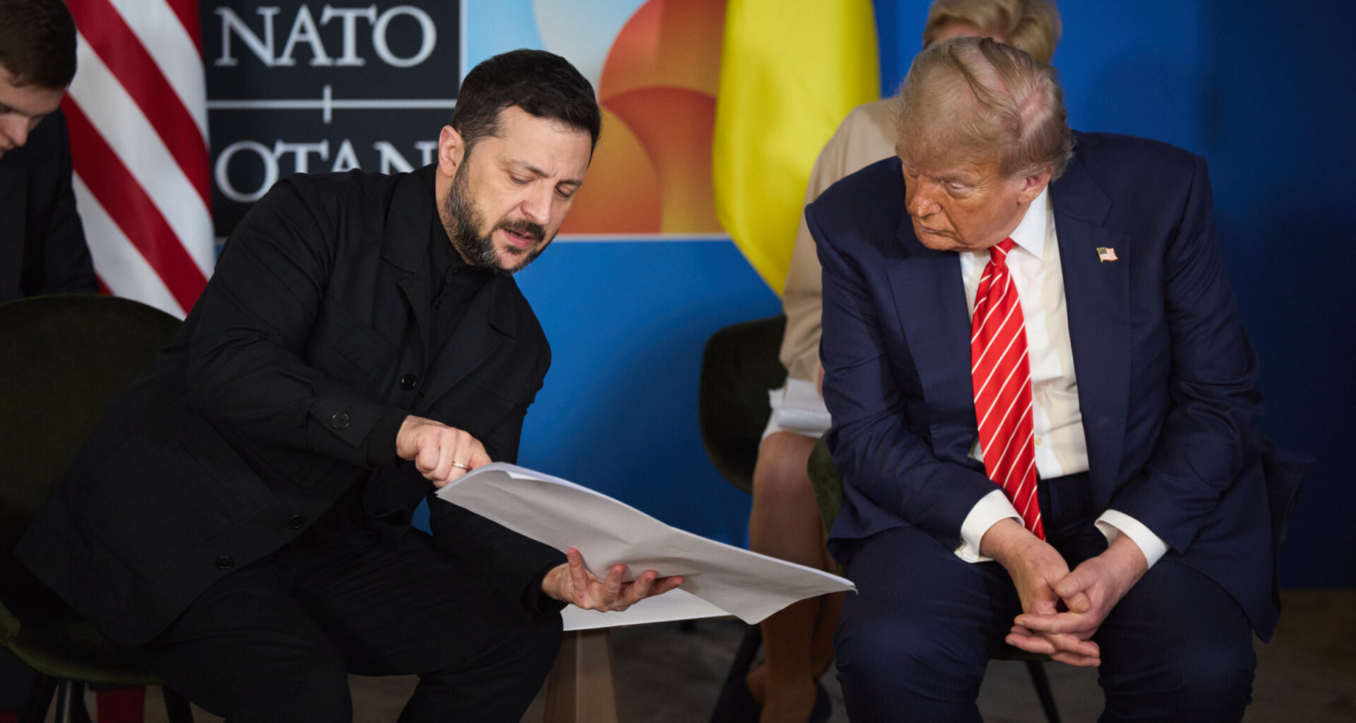 Trump says NATO meeting was “nice.” Zelenskyy wore a suit. The war goes on