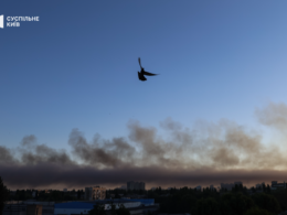 A bird in the smoke-filled sky after Russia’s attack. Kyiv, 4 July 2025. Ivan Antypenko/Suspilne News