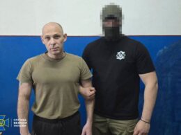 Russian captured soldier Sergiy Tuzhilov, who now faces life imprisonment for shooting bound Ukrainian prisoners of war in the back of the head during battles near Vovchansk in June 2024.