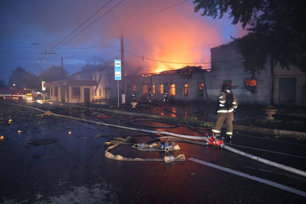 Aftermath of the Russian attacks on the frontline city of Kharkiv, 2 June.