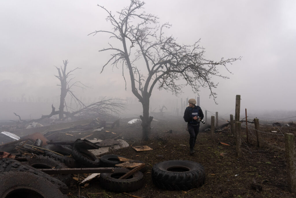 A scene from the Ukrainian Oscar-winning documentary 20 Days in Mariupol. A journalist Mstyslav Chernov and his Associated Press team remained the last international reporters in the besieged city of Mariupol, risking their lives to capture evidence of Russian war crimes that Moscow dismissed as "fakes."