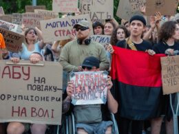 Ukrainian protests defending NABU anti-corruption agency in Kyiv