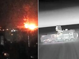 oil depot military hq airbase ukraine targets critical russian assets occupied luhansk donetsk crimea (video) fires (left); russia's pantsir-s1 sam moments before drone strike 1 2025 sources telegra/exilenova+ hur yasynuvata