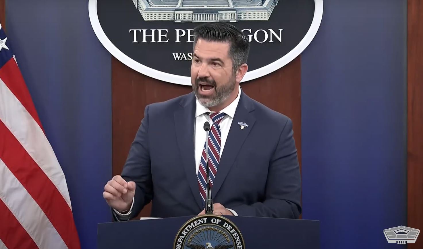 pentagon state dept defend ukraine arms pause america-first agenda chief spokesman sean parnell during press briefing washington 2 2025 youtube/department defense trump administration defends weapons calling part review kyiv left