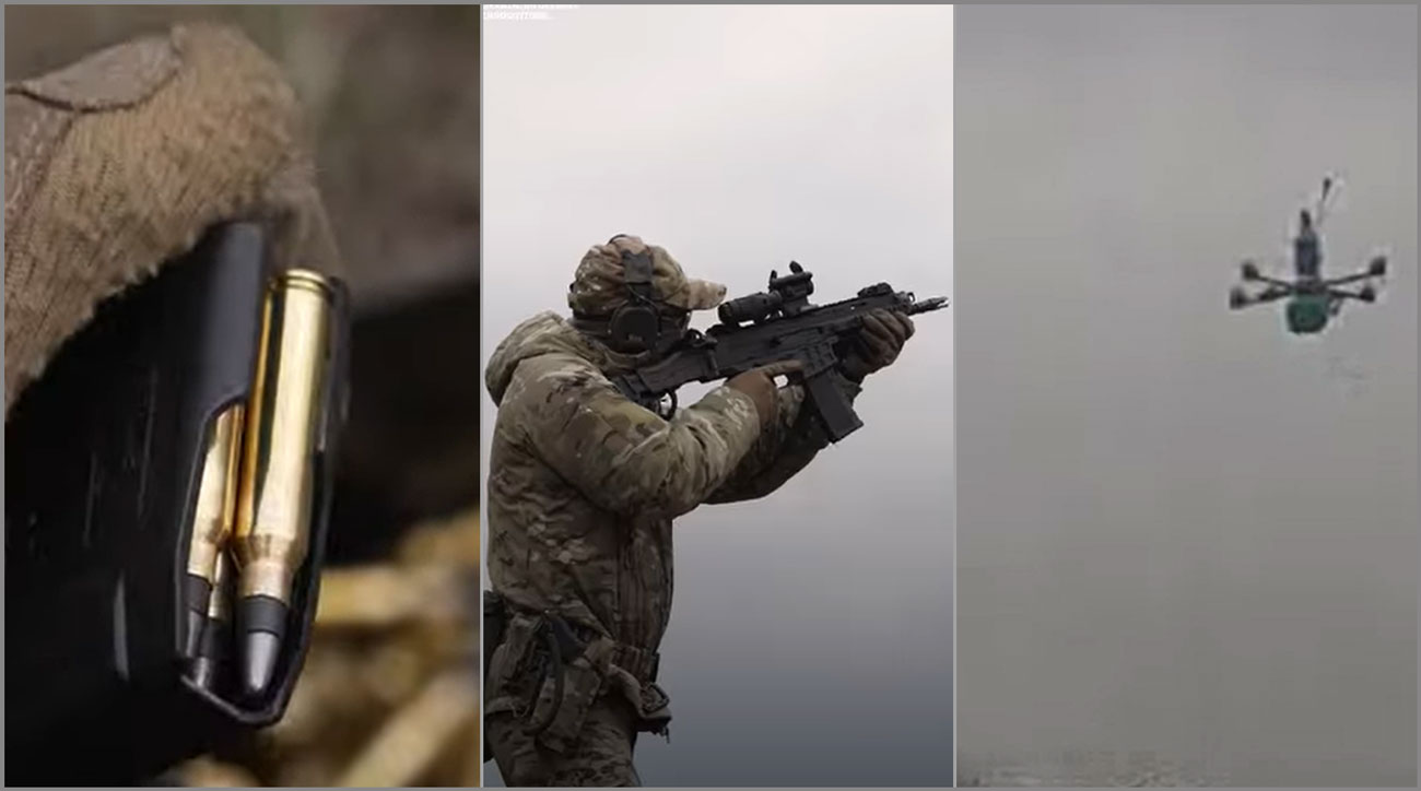 ukraine’s new bullets blasting drones 50 meters — without weapons ukrainian soldier engages drone using newly developed anti-drone rifle rounds during live-fire test new-ulrainian-anti-drone-rounds-in-action ukraine now fielding nato rifles offering