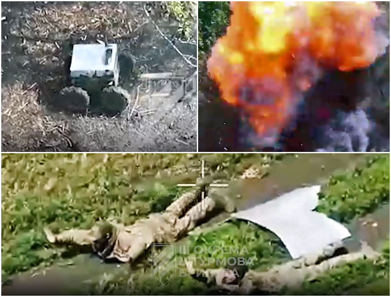 Ukrainian fully robotic engagement and the Russian soldiers surrendering to robots in Kharkiv Oblast. Source: 3rd Assault Brigade of the Ukrainian Ground Forces