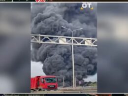 Ukrainian drones targeted a Russian fuel depot on the outskirts of Moscow. Photo: Screenshot from the video
