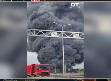 Ukrainian drones targeted a Russian fuel depot on the outskirts of Moscow. Photo: Screenshot from the video