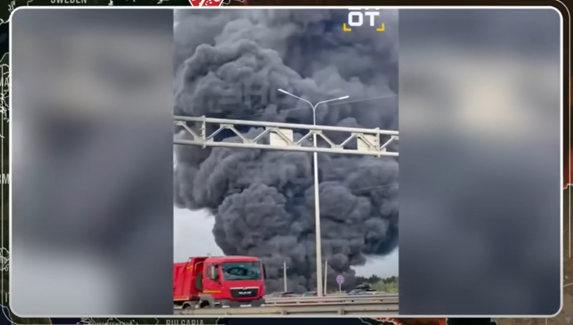 Ukrainian drones targeted a Russian fuel depot on the outskirts of Moscow. Photo: Screenshot from the video