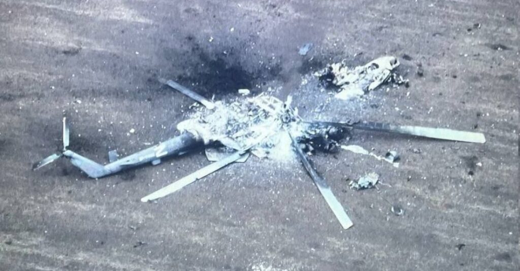 inform napalm hungary joins kazakhstan moscow shadow network repair russian helicopters mi-8 helicopter destroyed kharkiv oblast 2022 facebook/general staff ukrainian armed forces fphxki5xiam6pho documents show spare parts flow secret bypassing