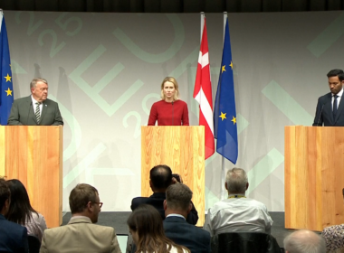 Kaja Kallas at a press briefing in Copenhagen on 30 August, 2025.