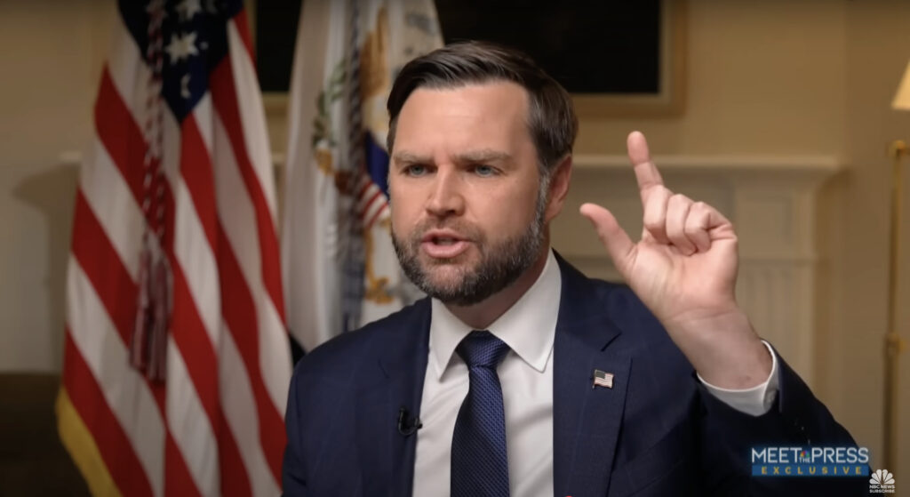 US Vice President J.D. Vance during the interview with NBC News.
