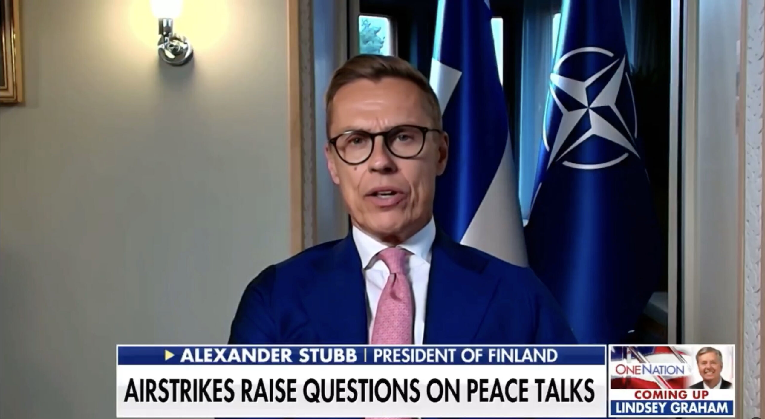 Finnish President Alexander Stubb during an interview at the One Nation program at Fox News, 25 August.