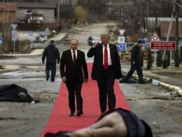 Trump Putin Alaska Meeting red carpet bucha collage4